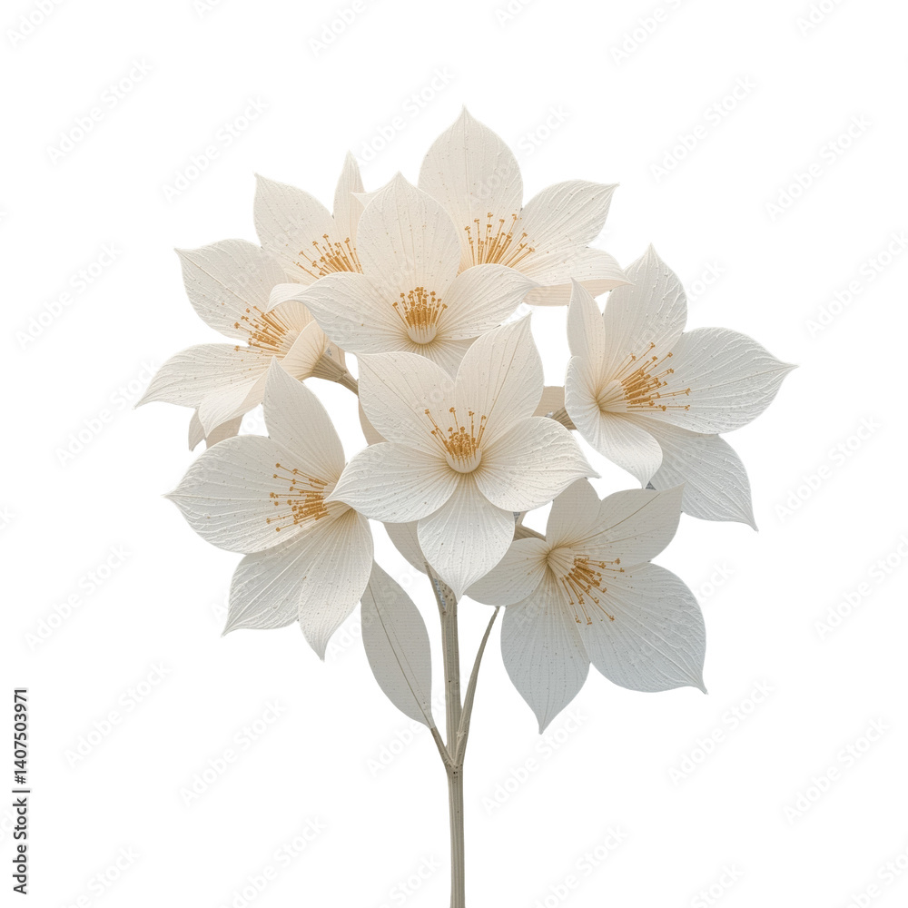 Fototapeta premium beautiful cluster of delicate white flowers with golden stamens, showcasing elegance and simplicity