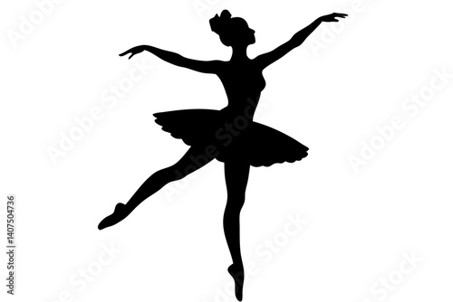Elegant Ballerina Silhouette Graceful Dancer In Motion Artistic Vector Illustration For Dance And Ballet Themed Designs, ballerina, ballet, dancer, silhouette, dance, tutu, vector, graceful, elegance