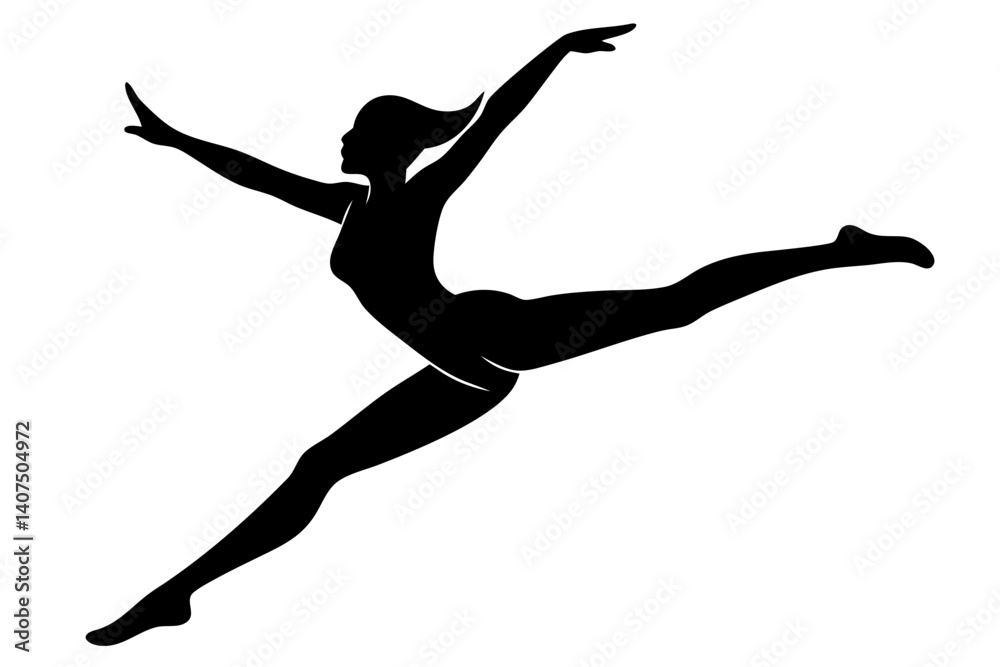 Elegant Silhouette Of A Female Dancer In Midleap Expressing Grace And Strength In A Dynamic Pose Design Element, silhouette, woman, dancer, dance, ballet, gymnastic, jump, pose, female, girl, vector Elegant Silhouette Of A Female Dancer In Midleap Expressing Grace And Strength In A Dynamic Pose Design Element, silhouette, woman, dancer, dance, ballet, gymnastic, jump, pose, female, girl, vector