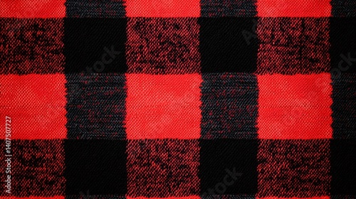 Red and black buffalo plaid fabric background showing lumberjack style check pattern