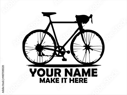 Classic road bicycle depicted in a clean black and white line art illustration showcasing its frame and components. Transportation concept, bicycle logo design and bicycle vector design