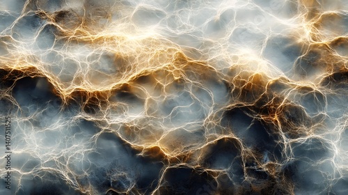 Obraz na płótnie Golden energy flowing through intricate network, abstract background w salonie