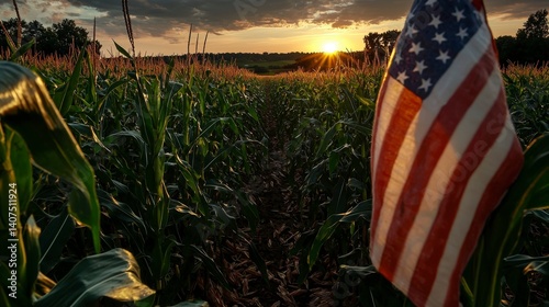Sunset over american cornfield rural landscape nature photography fields scenic view agriculture pride