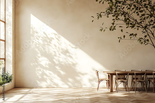 Beautiful modern dining room and living room with luxury decor

