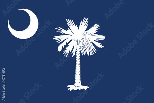 Flag of South Carolina, South Carolina Flag, USA state South Carolina Flag vector Illustration, USA,