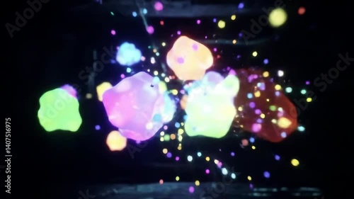 Abstract Vibrant Bubbles or Particles on Dark Background