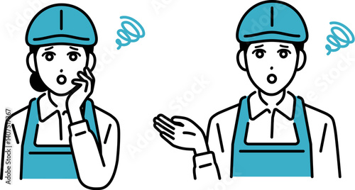 カフェ・飲食店　エプロン姿の店員