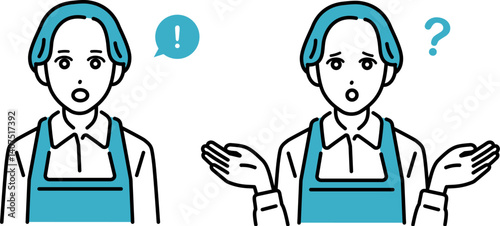 カフェ・飲食店　エプロン姿の店員