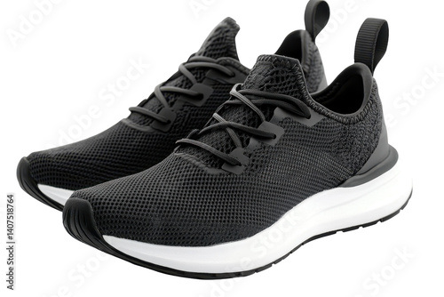 Isolated Black Athletic Shoes