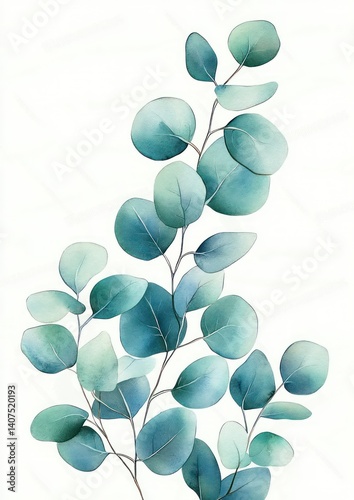 Watercolor Eucalyptus Leaves for Card Wedding Invitation Botanical Decor Art