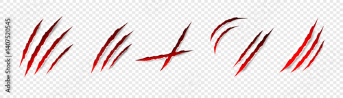 Claws scratches - vector isolated. Claws scratches animal claw tracks cat or tiger bear or lion attack nails scratches. Horror, Halloween monster. Vector