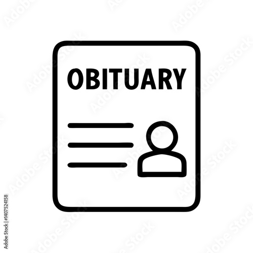 Obituary notice with blank details and icon image  