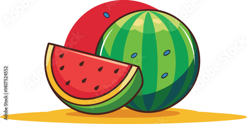 watermelon fruit vector illustration on a white background, Watermelon slice