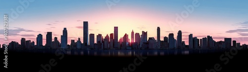 Doha City Skyline Silhouette at Dusk with Soft Gradient Sky