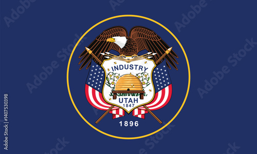 Flag of Utah, Utah Flag, USA state Utah Flag  vector Illustration, USA,