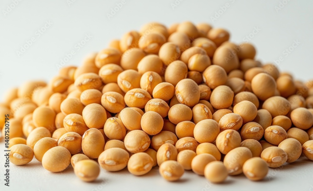 Hyper-realistic pile of soybeans on white background with clipping path included for food preparation and ingredient use Hyper-realistic pile of soybeans on white background with clipping path included for food preparation and ingredient use