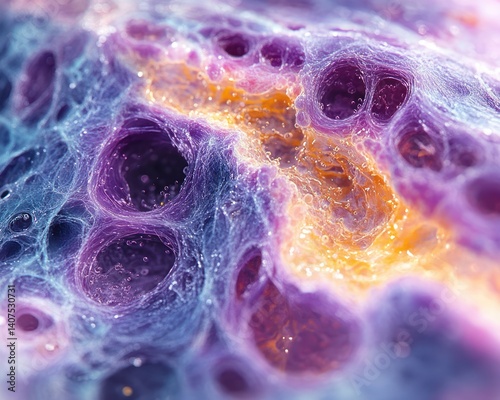 Microscopic View of Brain Tissue in Watercolor Style with Soft Pastel Colors in Natural Lighting