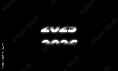 Years counting from 2020 to 2026 years of animation on a black background