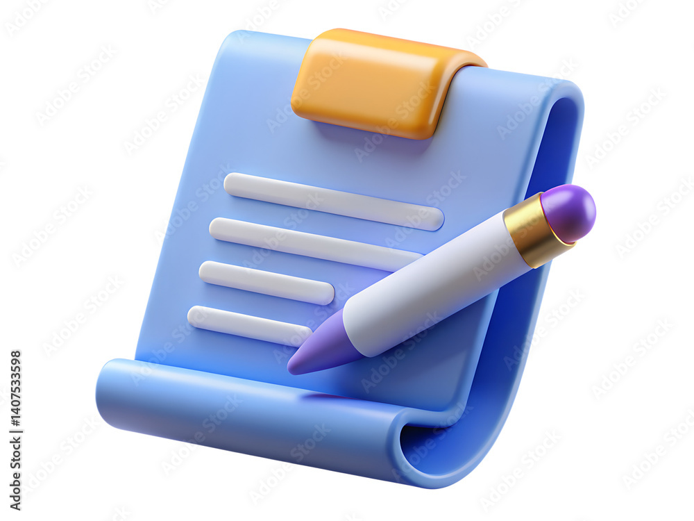 pen and paper 3d icon illustration pen and paper 3d icon illustration