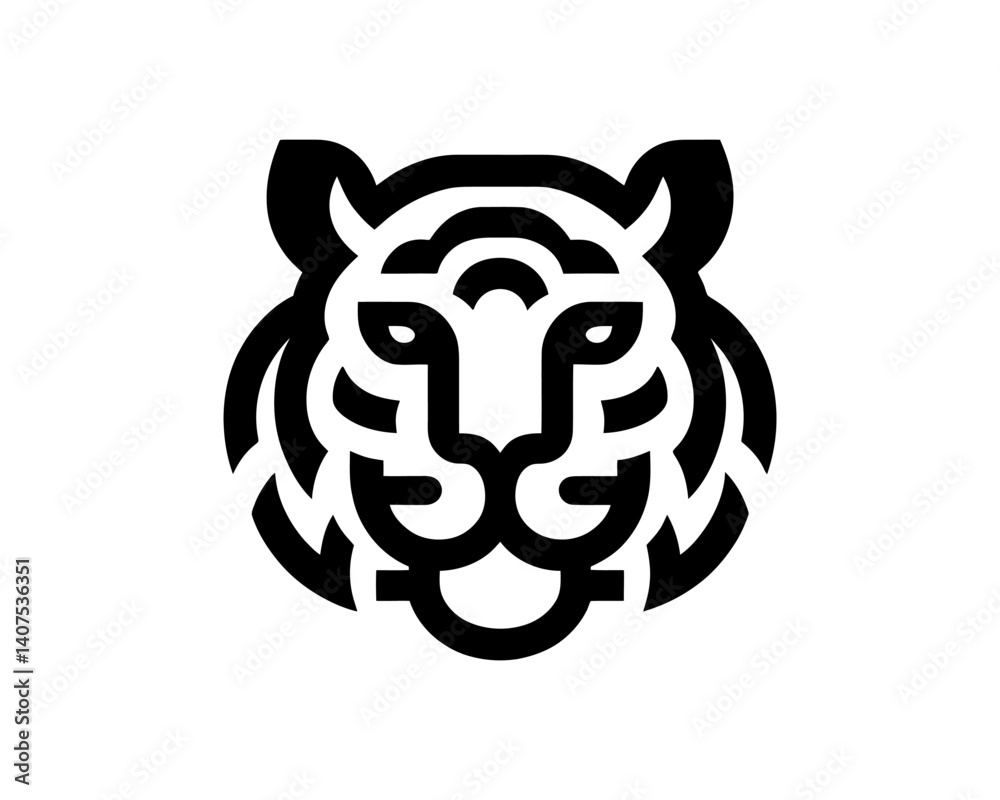 Fototapeta premium Geometric Tiger Face Vector Logo for Modern Branding
