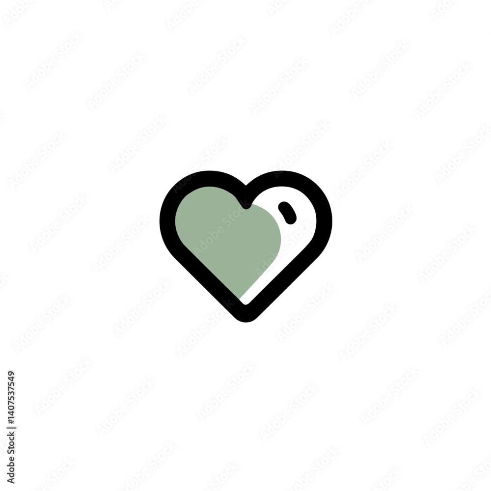 Simple Line Heart Icon in Soft Green Color Simple Line Heart Icon in Soft Green Color