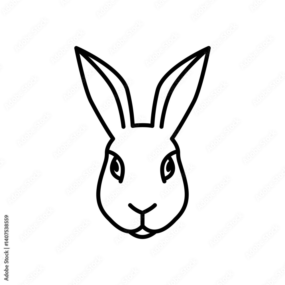 Obraz premium Simple outline drawing of a rabbit head.