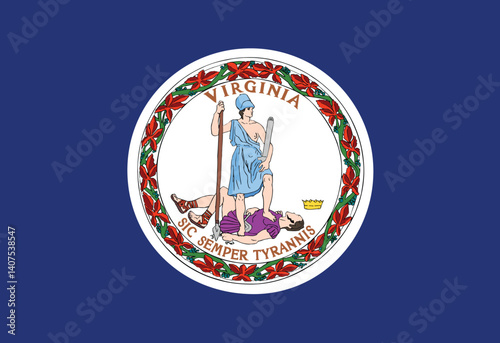 Flag of Virginia, Virginia Flag, USA state Virginia Flag Vector Illustration, USA,
