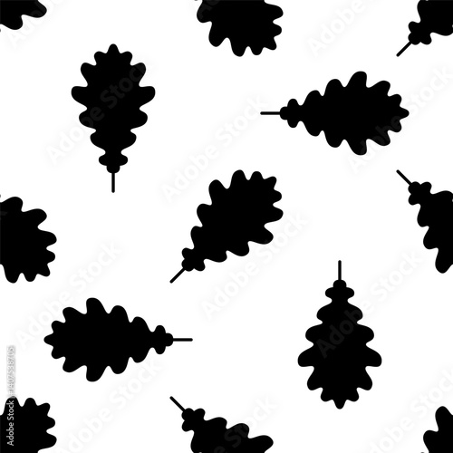 Seamless pattern of black oak leaves.