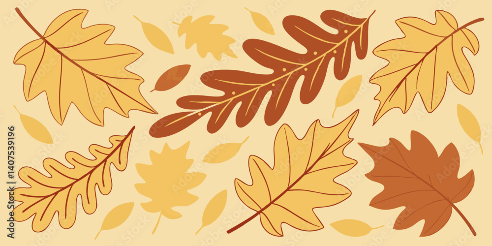 Obraz premium Autumn Leaves Illustration Warm Colors and Seasonal Design