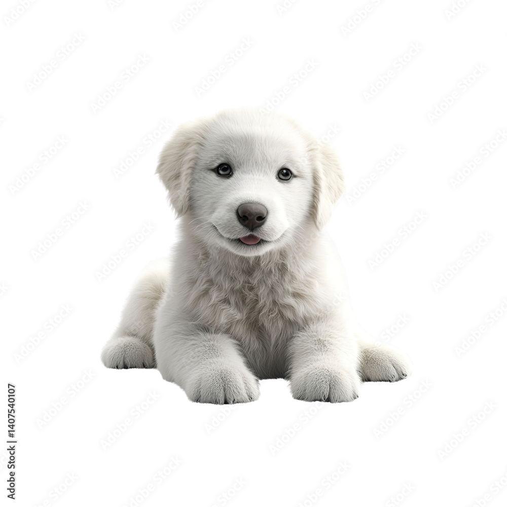 Adorable White Puppy Lying Down, Happy Expression Adorable White Puppy Lying Down, Happy Expression