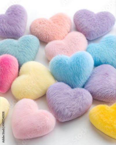 Colorful Fluffy Heart-Shaped Plushies