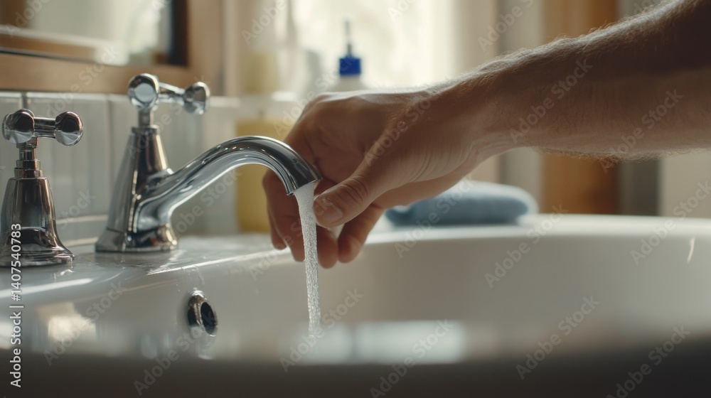 Plumber fixing bathtub faucet in bathroom. Featuring expertise and care