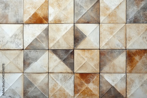 Beige pastel ceramic wall and floor tiles mosaic abstract background. Design geometric wallpaper texture decoration