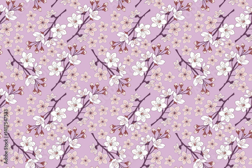 Pink cherry blossoms bloom on a delicate branch, a beautiful floral sign of spring's freshness and the natural beauty of Japan.