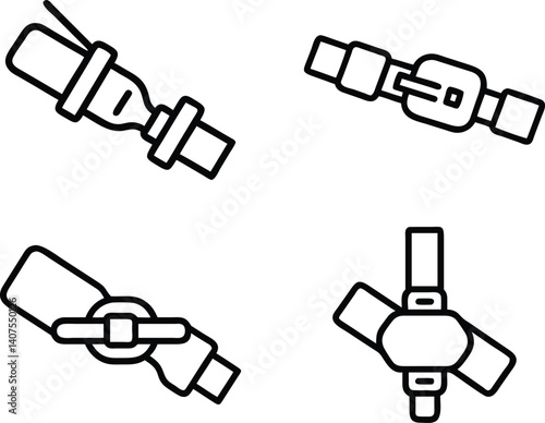 Vector illustration of various automotive safety components.
