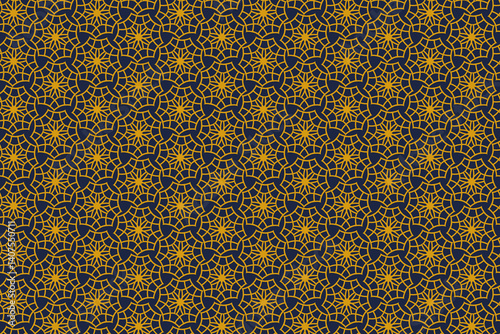Yellow textured fabric with a seamless honeycomb animal skin pattern.