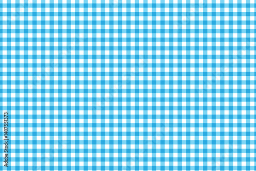 Blue and white gingham plaid picnic tablecloth pattern fabric.