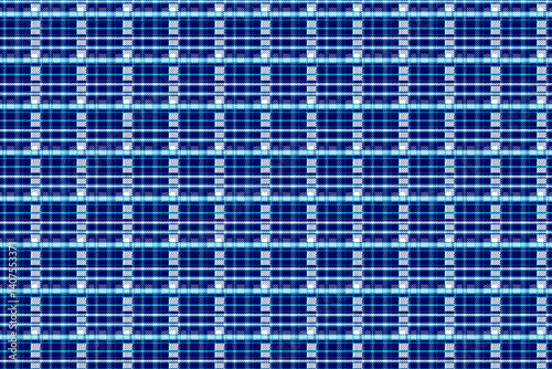 Blue plaid fabric texture shows a seamless grid pattern with light and dark blue squares and lines.
