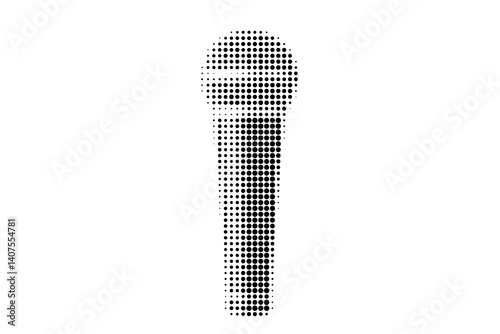 Halftone Microphone Illustration on White Background