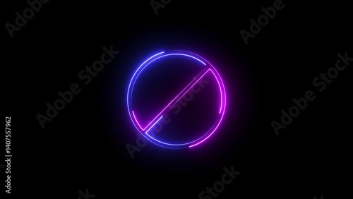 A bright neon block icon with sharp edges, glowing in electric blue and purple hues, symbolizing structure, restriction, or obstruction in a sleek, modern digital style.