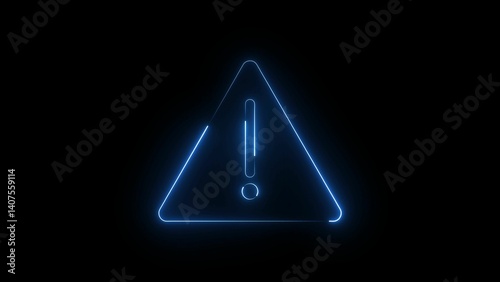 A glowing neon warning icon featuring a bold exclamation mark inside a triangle, radiating vibrant yellow and orange light, signaling caution, danger, or urgent attention.