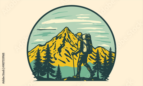 retro vintage outdoor adventure t shirt design