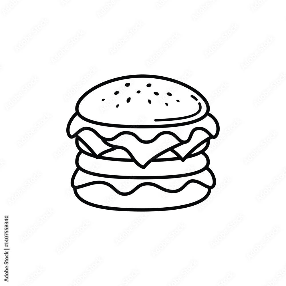 Simple Burger Line Art Simple Burger Line Art