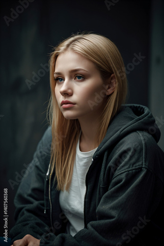 Young woman with blonde hair portrait