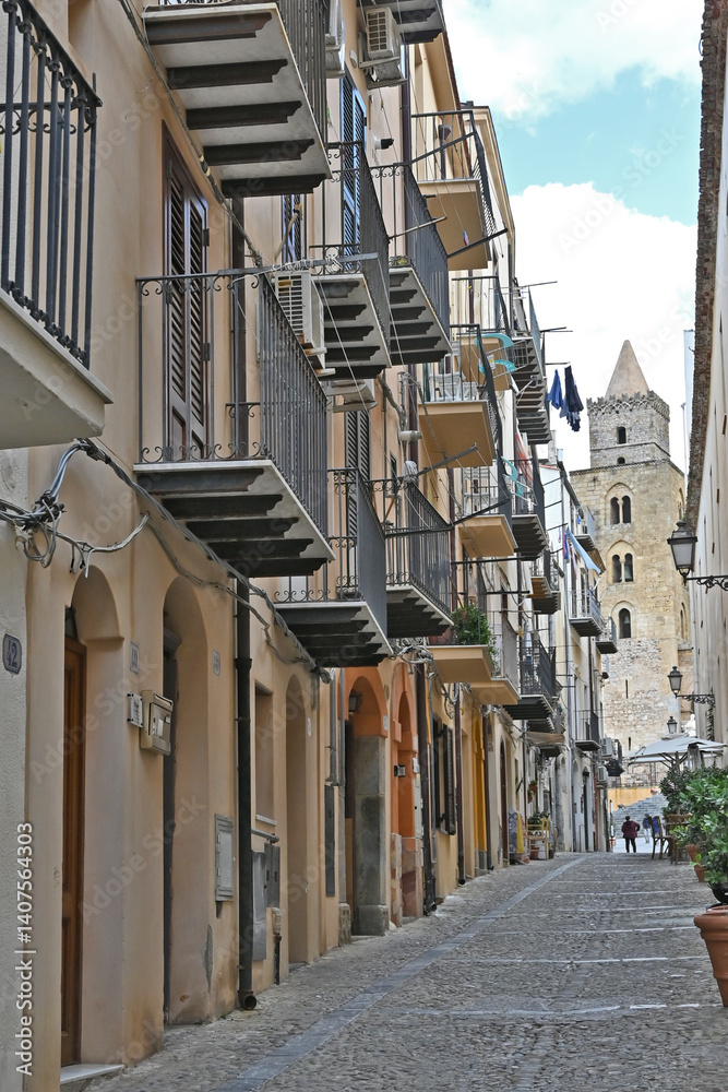 Cefalù strade, vicoli e case del centro storico - Sicilia
