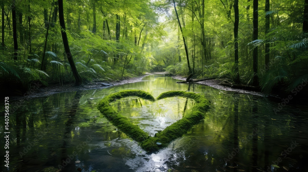 Obraz premium trees blue green heart