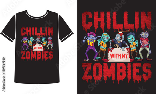 Chillin zombies t shirt design concept