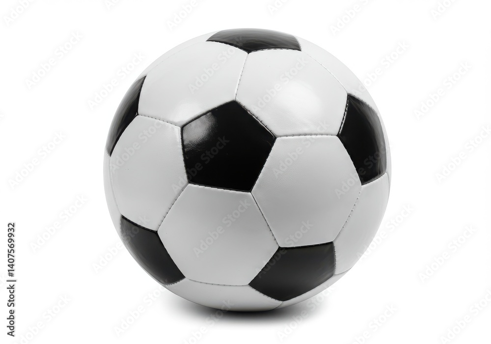 A monochrome image showcases a soccer ball with its iconic black and white pentagon pattern clearly visible A monochrome image showcases a soccer ball with its iconic black and white pentagon pattern clearly visible
