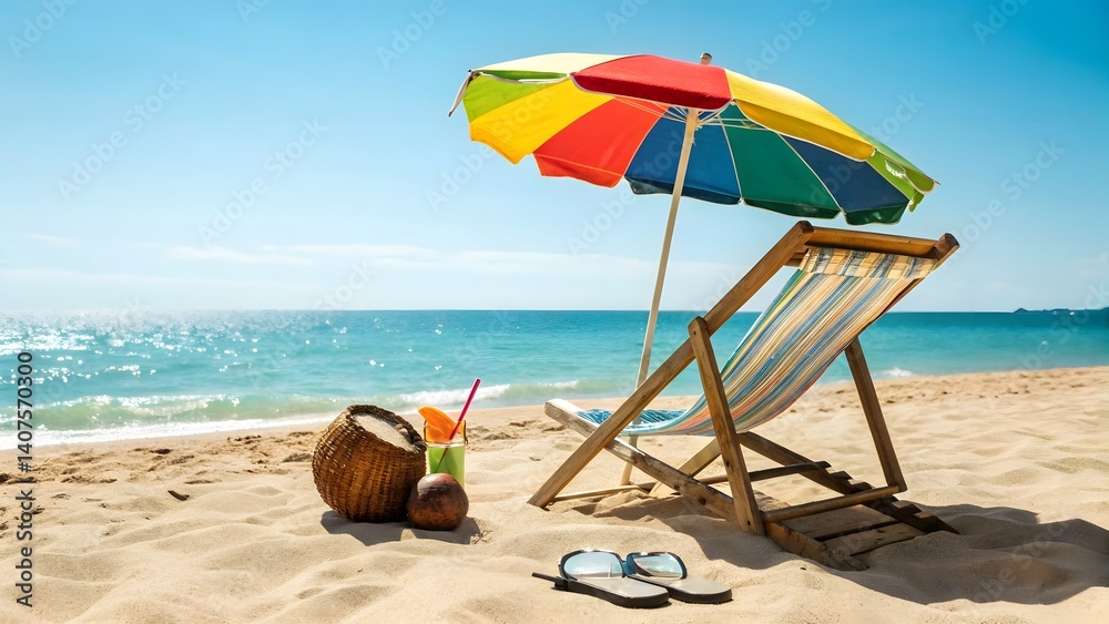 Summer vacation relaxation on the beach sunny coastline scenic view tranquil environment for holiday bliss Summer vacation relaxation on the beach sunny coastline scenic view tranquil environment for holiday bliss