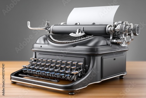Typewriter with paper halfway out, ink smudges on the keys